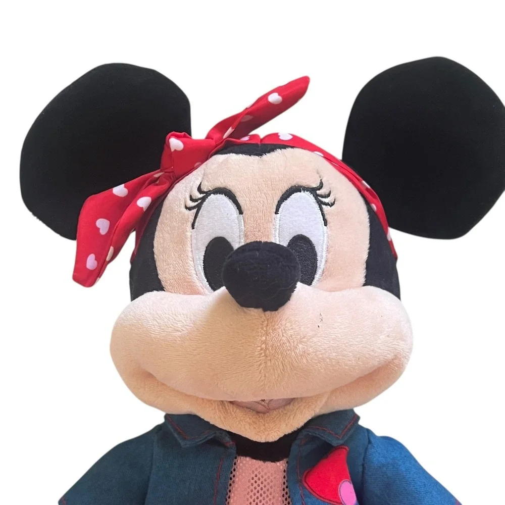 Disney Store 2021 Minnie Mouse Plush‎ Valentine Heart Denim Jacket Red 16